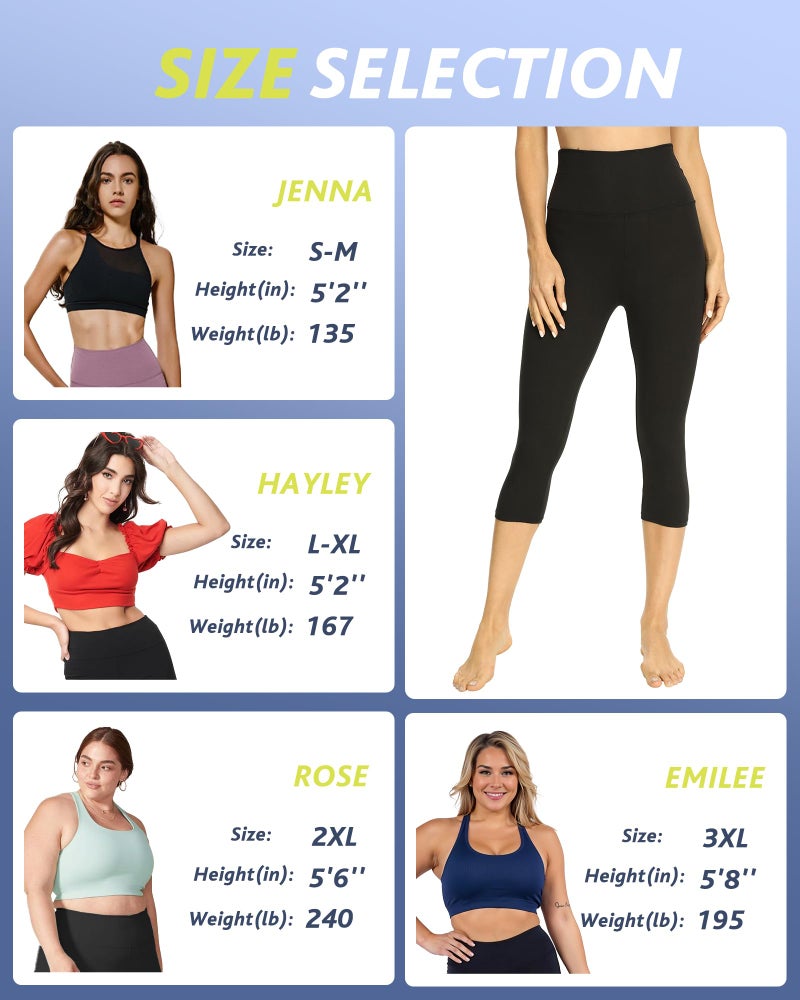 CAMPSNAIL 4 Pack Capri Leggings for Women - High Waisted Capris Soft Tummy Control Yoga Pants Workout Tights - Image 5